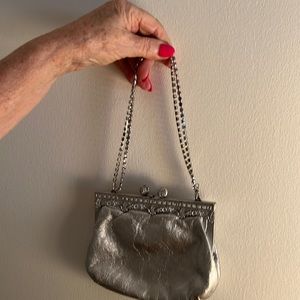 Metallic silver mini foil leather purse antique wedding